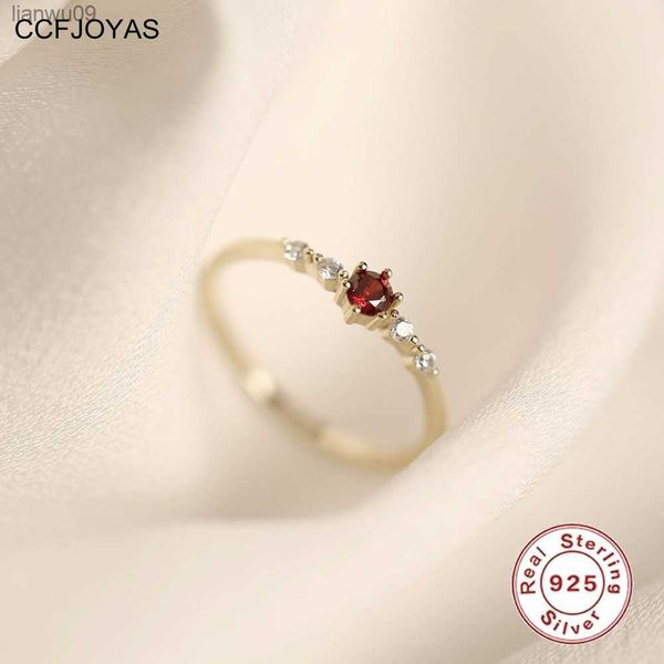 

ccfjoyas 925 sterling silver ruby slim ring for women simple ins 14k gold plating wedding party jewelry gift for girlfriend l230704, Golden;silver
