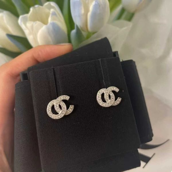 

channel stud earrings mini 1.15cm with official size 18k gold plated silvery diamond earings for womens never fade, Silver