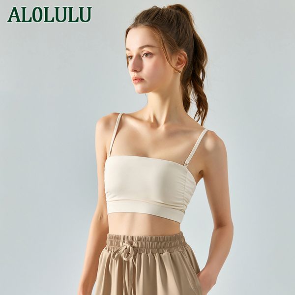 

al0lulu sports fitness vest with chest pad yoga underwear solid color suspender bra