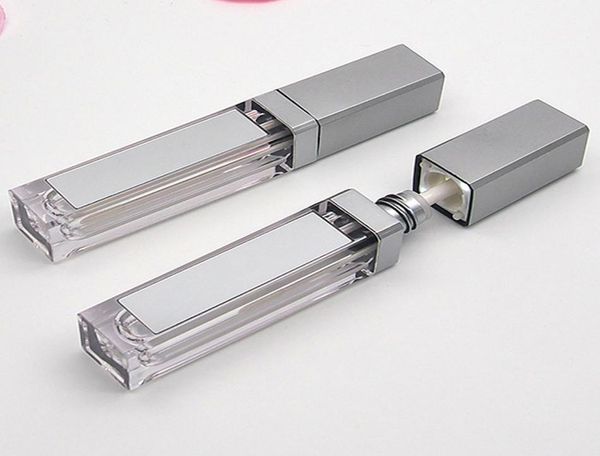 

7ml led empty lip gloss tubes square clear lipgloss refillable bottles container plastic makeup packaging with mirror and light wh6422002