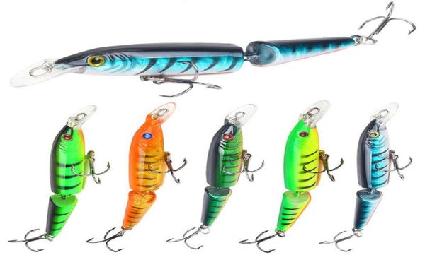 

5pcsset 105mm 9g fishing lure artificial minnow lures bait wobblers crankbait 2 segments swimmer fish hard baits treble hooks t191521594