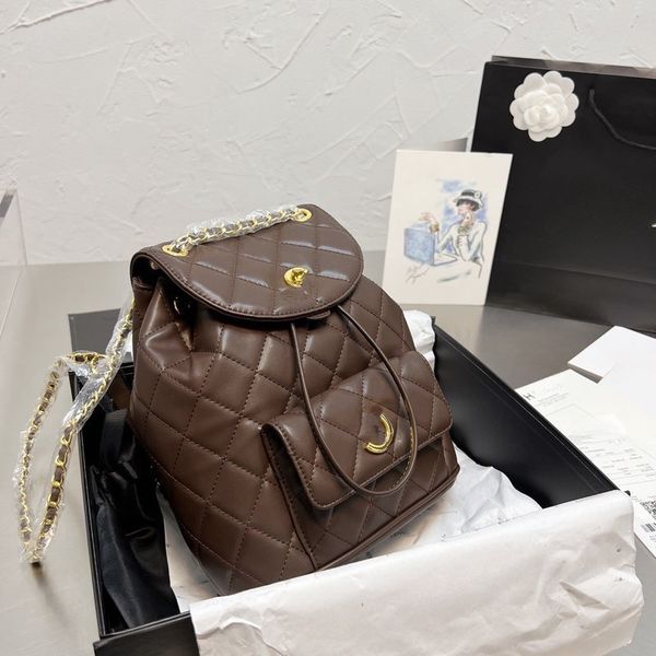 

designer bag woman classic designer backpack fashion ringer leather cover closed large capacity vintage gold buckle backpack backpack