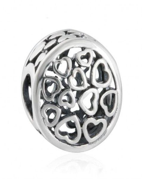 

authentic 925 sterlingsilverjewelry openwork heart charms loving sentiments beads for diy brand logo bracelets jewelry making ac7371259, Black