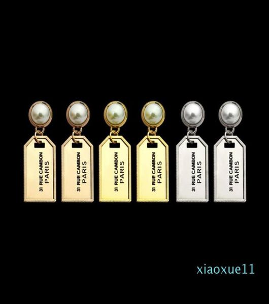 

2021 never fading titanium steel fashion studs silver rose gold earring women designers earings pearl tag classic jewelry logo pri2825263, Golden;silver