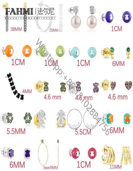 

fahmi2022 new 925 sterling silver bear earring timeless fashion elegant romantic lady earring wear earring factory direct s of7988436, Golden;silver