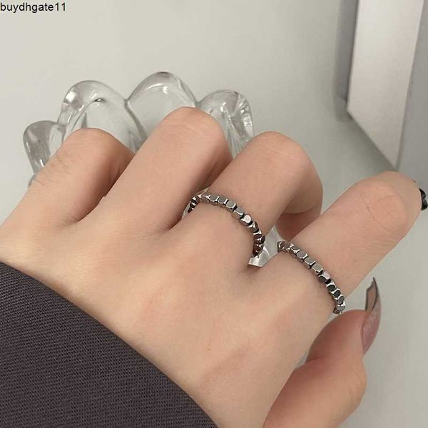 

fashion accessories simple beaded elastic titanium steel ring for women's seldom ins hip hop colorless personality index finger men, Silver