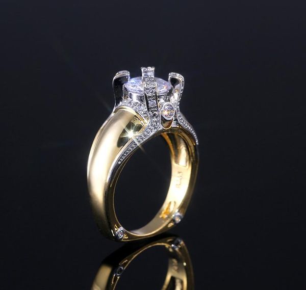 

februaryfrost brand creatice exquisitering classic solitaire cubic zircon stone gold color women wedding rings band with size 614294117, Slivery;golden
