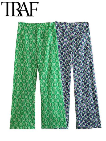 

women's pants capris traf y2k women's printed thin emale casual high waist trousers korean elegant straight pants summer vintage 2, Black;white