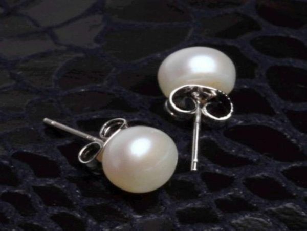 

natural aaa 910mm white fresh akoya pearl earrings 925 silver stud3205784, Golden;silver