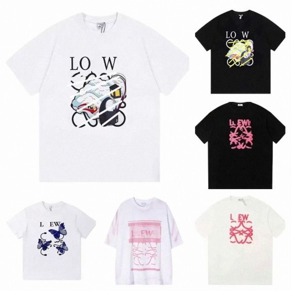 

summer mens women designers t shirt man womens tshirt with loewees letters print short sleeves shirts men loose oversize luxury street tees, White;black