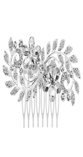 

2018 feis hole crystal flower and leaf hair combed romantic bridal flower headdress hair accessory for bride wedding a7706938, Silver