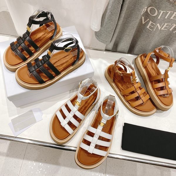 

triomphe sandals designer slides womens brand sandal classic fashion sandale outdoor vacation cowhide leather sandals new spring summer youn, Black