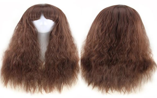 

womens fashion long full wavy hair heat resistant synthetic hair wigs cosplay party light brown natural black peruca peluca2754602