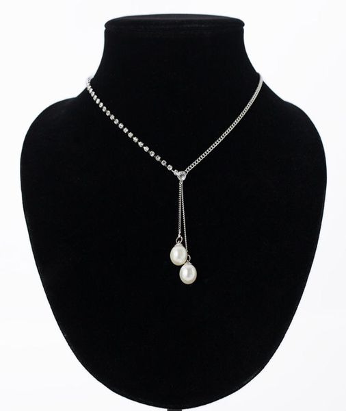 

yfjewe luxury elegant pearl pendant necklace sliver plated chain necklace austrian crystal pearl necklace for women n0983843565, Black