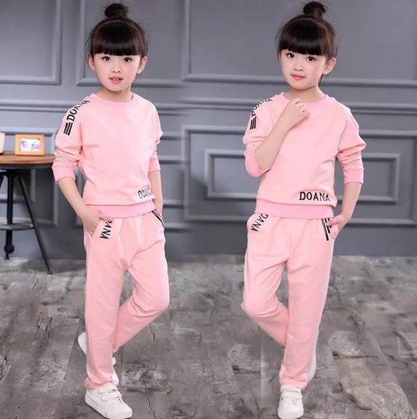 

girls clothes autumn spring long sleeve shirts pants suits sports children039s clothing sets teen kids clothes 6 8 9 10 12 ye9281918, White