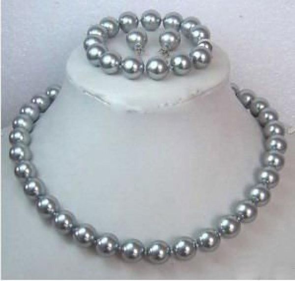 

gray shell pearl silver clasp necklace bracelet earring pearl jewelry sets9861576