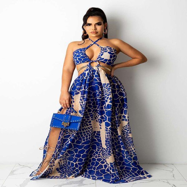 

summer womens dress printed halter backless long large swing skirt, Black;gray