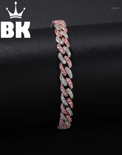 

link chain hip hop copper 9mm micro pave cz cuban link bracelet cubic zircon mens punk 7inch8inch miami accept custom color19110564, Black