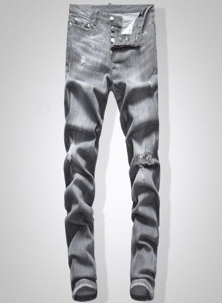 

grey jeans men slim fit denim solid color hip hop streetwear biker jeans 7449991746, Blue