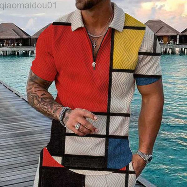 

men's t-shirts 2023 spring and summer fashion high-quality polo shirt casual lapel polka dot print design men t-shirt street clothing s, White;black