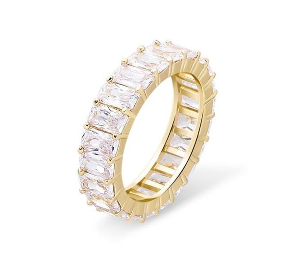 

women wedding rings fashion 18k gold rhodium plated luxury bling rectangle zircon circle hip hop rings2612575, Silver