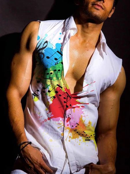 

mens tank sleeveless vest shirt 3d digital printing short sleeve rainbow striped hawaiian 230713, White;black
