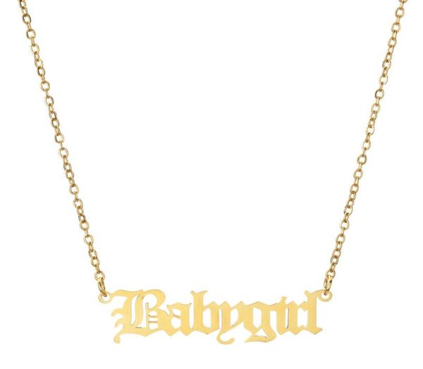 

new ancient babygril angle princess letters necklaces for women girl stainless steel old english pendant necklace friends party je7676894, Silver