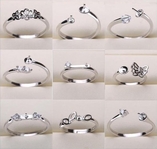 

pearl ring settings 925 sliver rings for women 20 styles mix diy rings adjustable size jewelry settings christmas gift statement j9315897, Slivery;crystal