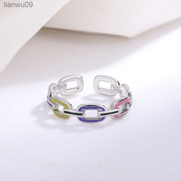 

minimalist 925 sterling silver colorful rings for women fashion creative hollow irregular geometric birthday party jewelry gifts l230704, Golden;silver