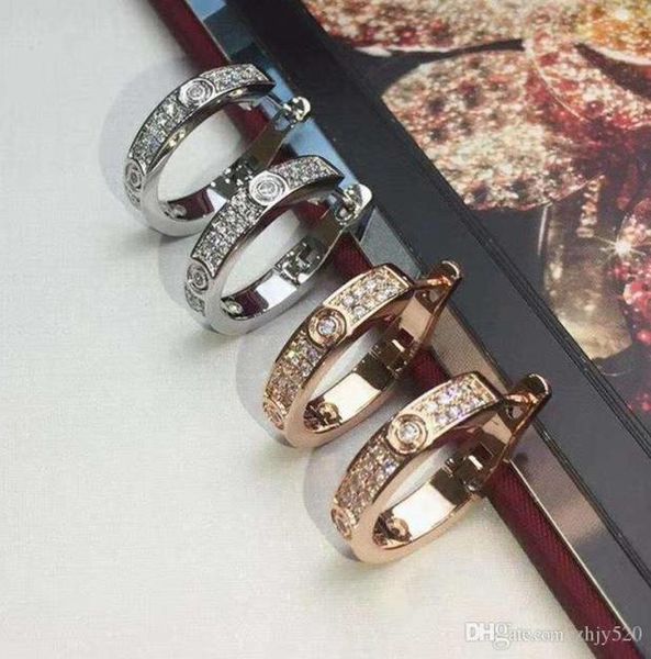 

new famous brand 316l stainless steel brand loves stud earring with all diamond for mother and women jewelry boutique4242930, Golden;silver