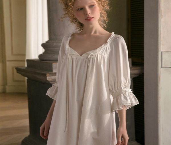 

cotton nightgown women sweet lovely sleepwear white nightgown spring autumn leisure fashion cotton sleepwear original y2004253551987, Black;red