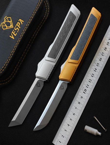

vespa ripper combat edc knife aluminumcf blade handle d2 camping hunting survival outdoor steel tools tanto tactical knives qhjan3134509