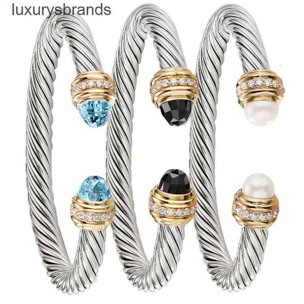 

designer bracelet dy luxury twisted pearl head women fashion versatile twist bracelets jewelry wedding gifts 5mm, Black