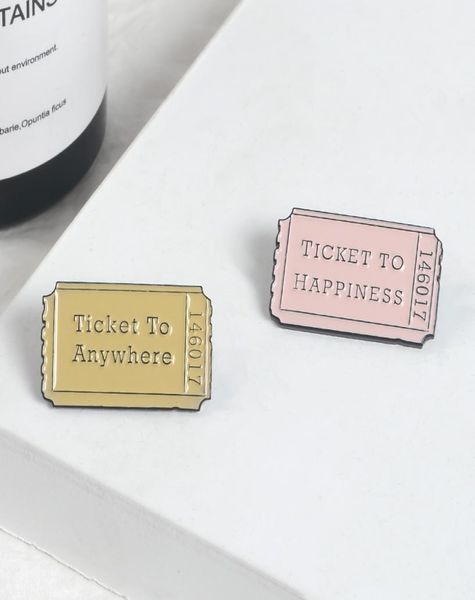 

new tickets happiness anywhere pins vintage ticket brooches bag clothes lapel badges creative6036957, Gray