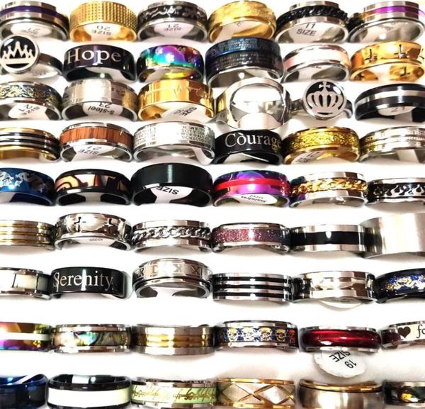 

bulk lots 30pcs band big size 19 20 21 22 23mm men039s stainless steel band rings mix fashion whole party jewelry8325826, Silver
