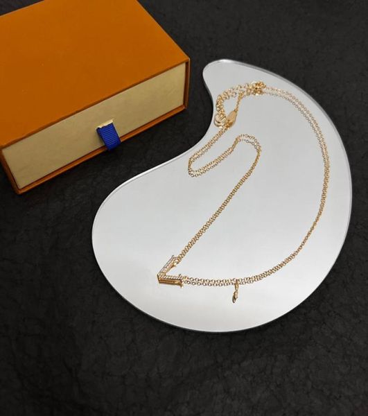 

fashion pendant necklace designer jewelry for women luxury golden chain necklaces with simple letters jewelrys wedding engagement 1460029, Silver