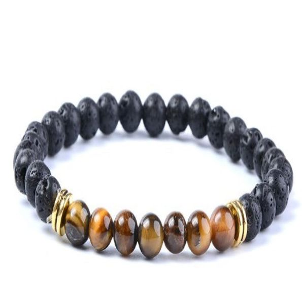 

6mm xtg434 black stone volcanic lava bracelet elastic agate onyx prayer reiki buddha yoga charm nature essential oils diffuser9796086