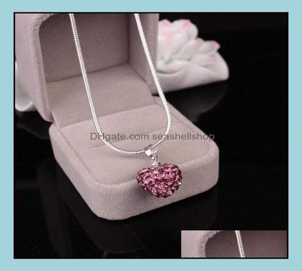 

pendant necklaces pendants jewelry korean crystal heart shape necklace sier plated chains rhinestone disco bead charm for women fash7352023, Silver
