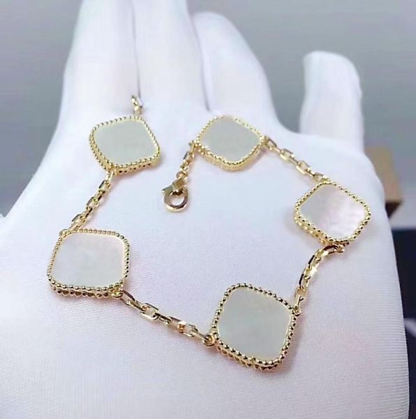 

designer women039s bracelet classic charm bangle 18k gold 4 leaf grass pearl shell girl valentine039s day wedding love gift 9975459, Black