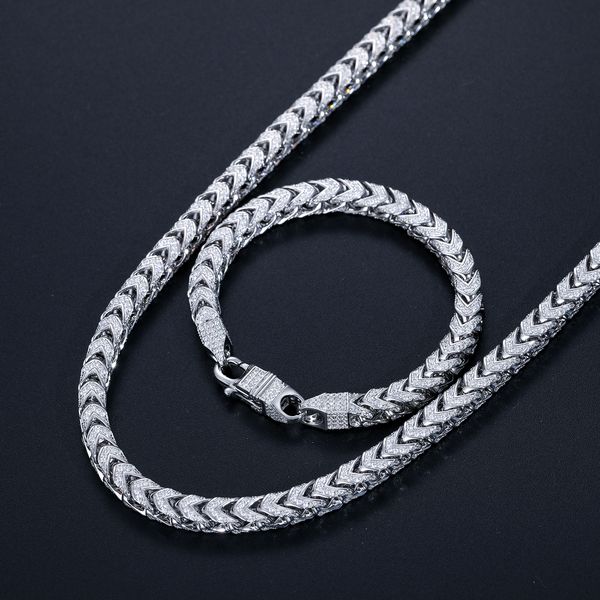 

hip hop jewelry 6mm 8mm 18k gold plated 925 sterling silver vvs moissanite diamond iced out franco chain necklace