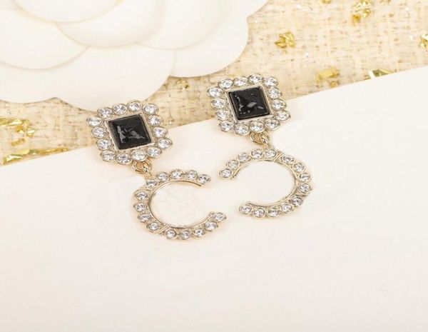

2023 luxury quality charm drop earring with diamond and black pink stone have box stamp simple design ps7963a2915228, Golden