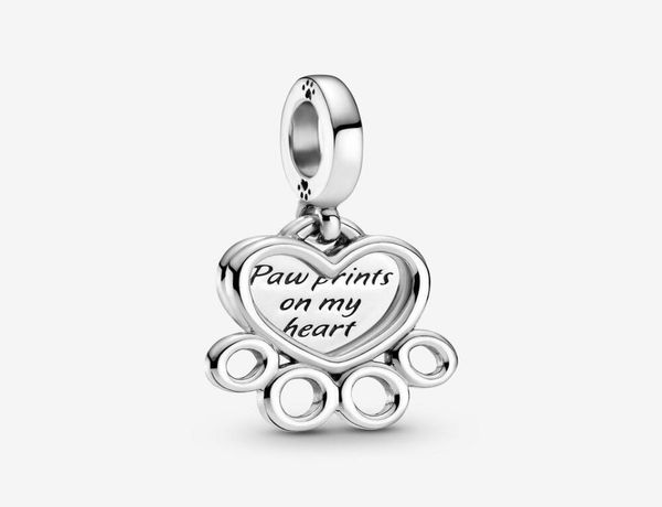 

new arrival 100% 925 sterling silver hearts & paw print dangle charm fit original european charm bracelet fashion jewelry accessories3775240, Bronze;silver