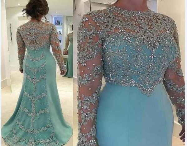 

2021 mint green new mother of the bride dresses silver lace appliques beaded long sleeves illusion plus size party dress wedding g5669641, Black;red