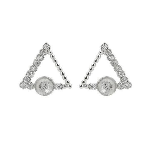 

triangle earrings pearl settings zircon 925 sterling silver diy jewelry findings earring base blanks 5 pairs1372330, Slivery;crystal
