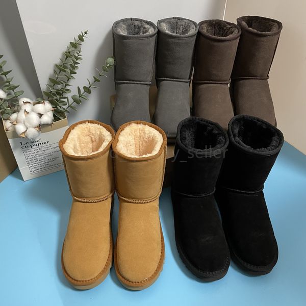 

designer 5825 shoes leather snow boots mid-calf boots women's shoes outdoor shoes men's shoes plus wool warm shoes snow boots foam, Black