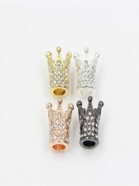 

new trendy diy jewelry beautiful 4 colors diamante crown accessories charm for bracelet and necklace 12 pcs whole3592373, Bronze;silver