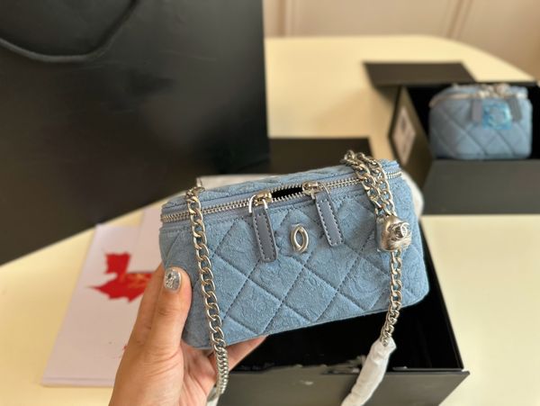 

handbags designer bag handheld women's denim cosmetic bag box bag advanced french one shoulder mini chain bag