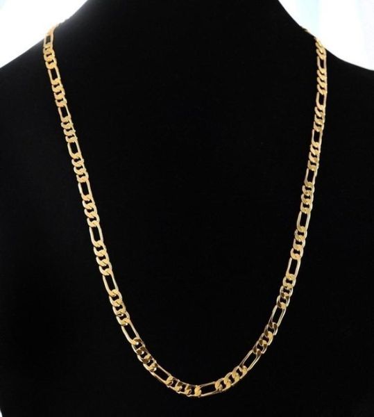 

24k gold platinum plated chains 45mm men039s nk links figaro necklace chokers vintage jewelry9138458, Silver