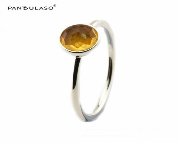 

november droplet citrine ring with side stones sterlingsilverjewelry whole rings european style woman diy6022453, Silver