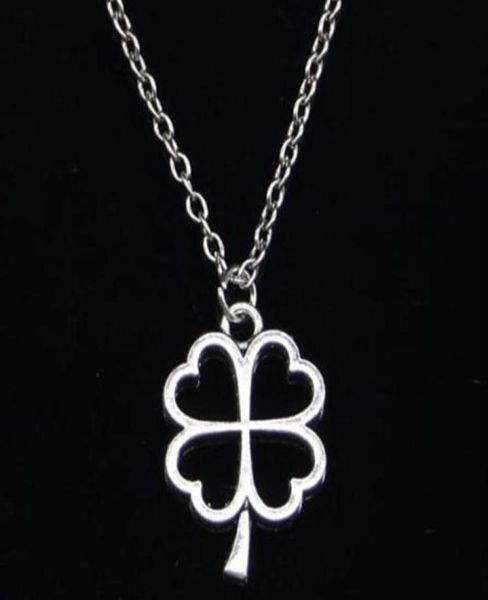 

20pcs new fashion necklace hollow lucky four leaf clover charms irish pendants necklace women men gift3011503, Silver